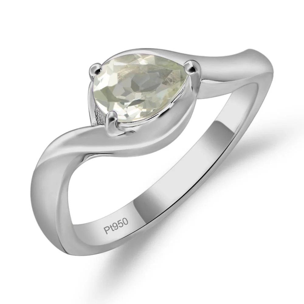 Green Amethyst Pear Solitaire Ring - Image 6