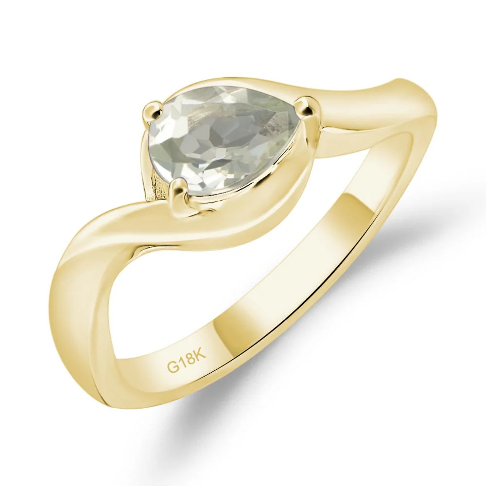 Green Amethyst Pear Solitaire Ring - Image 8