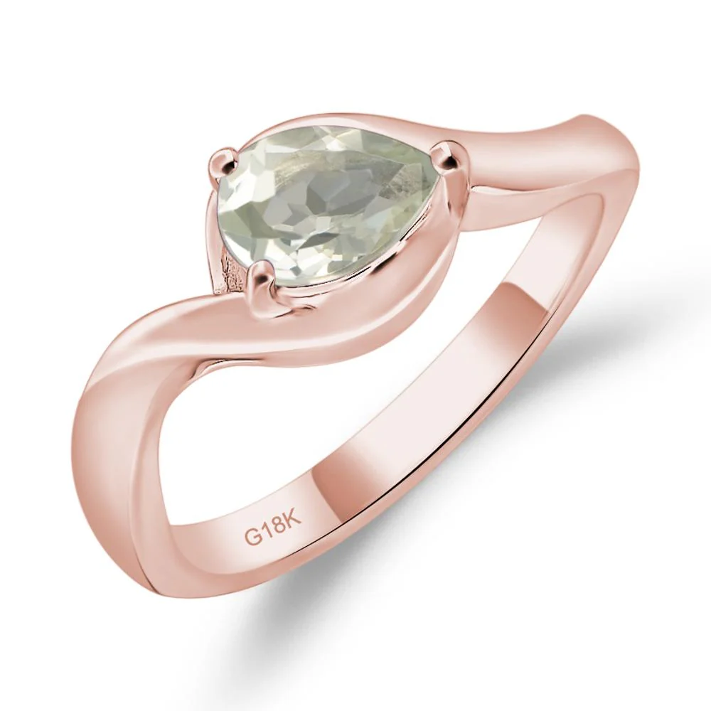 Green Amethyst Pear Solitaire Ring - Image 9