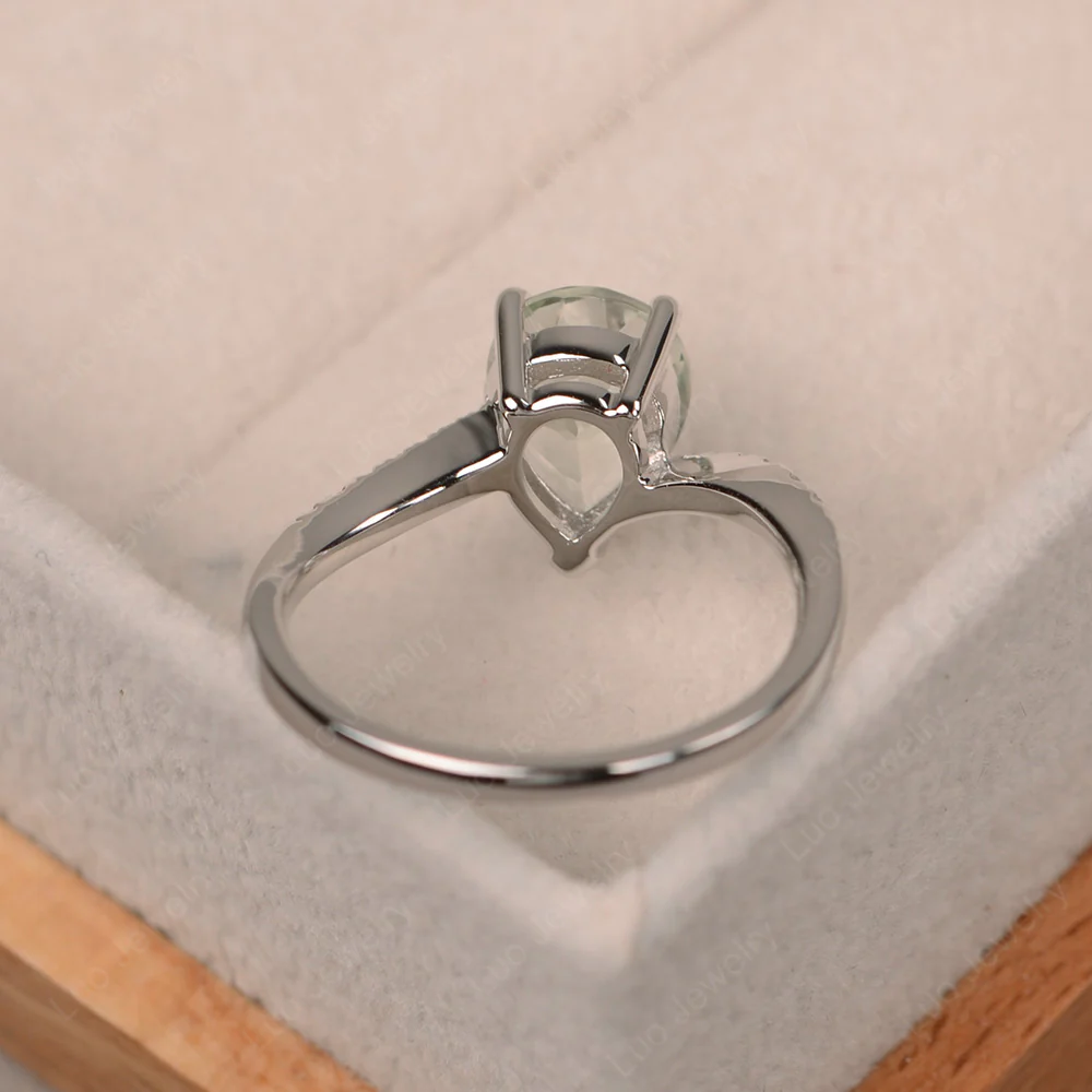 Pear Shaped Green Amethyst Bypass Ring - Image 3