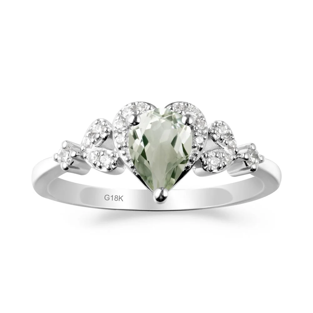 Pear Shaped Green Amethyst Heart Ring - Image 5