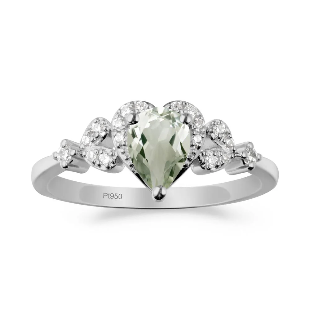 Pear Shaped Green Amethyst Heart Ring - Image 7