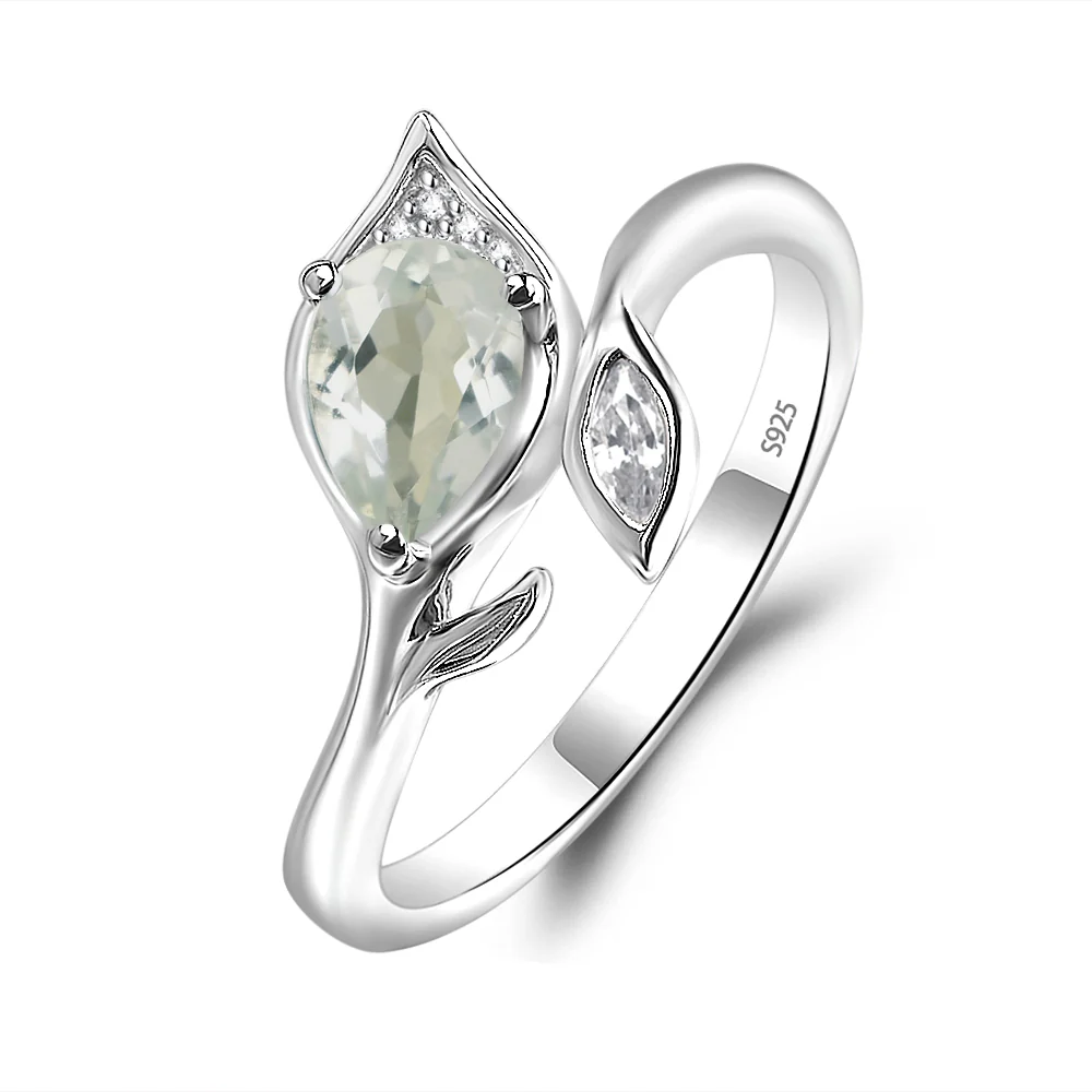Nature Inspired Green Amethyst Leaf Ring