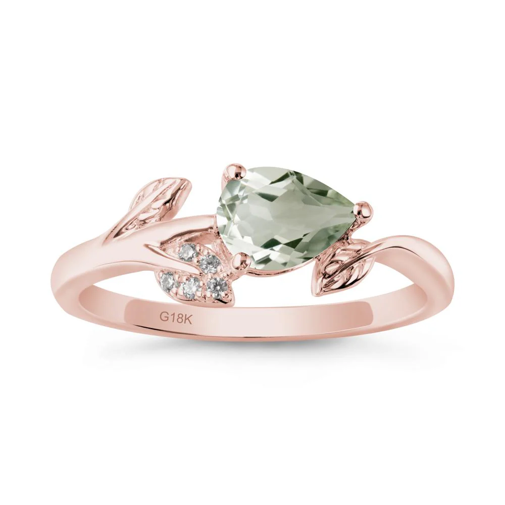 Pear Shaped Green Amethyst Leaf Ring - Image 5