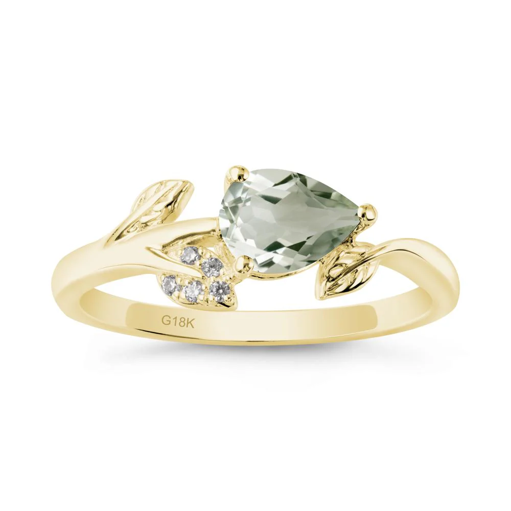 Pear Shaped Green Amethyst Leaf Ring - Image 7
