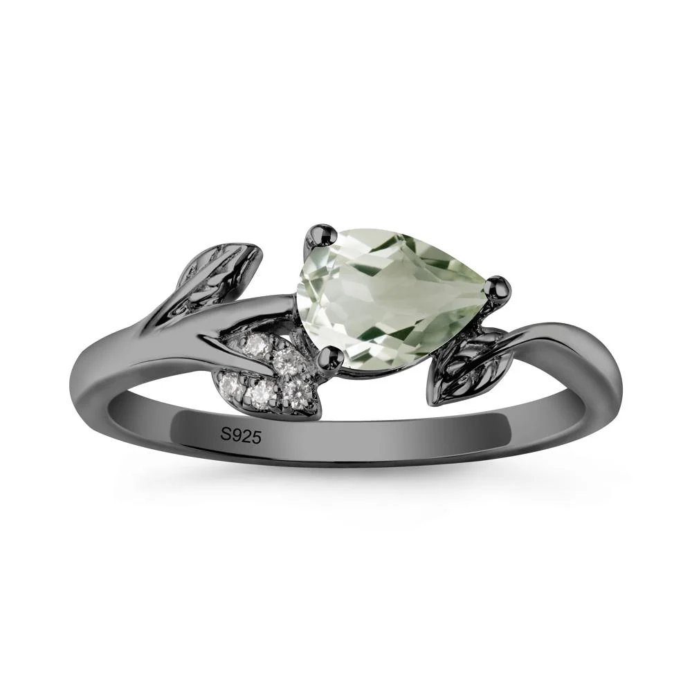 Pear Shaped Green Amethyst Leaf Ring - Image 8