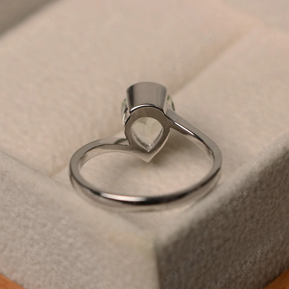 Green Amethyst Pear Bypass Ring - Image 4