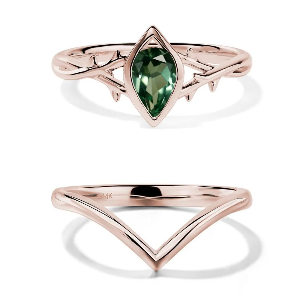 Green Sapphire Twig Bezel Set Ring - Image 11