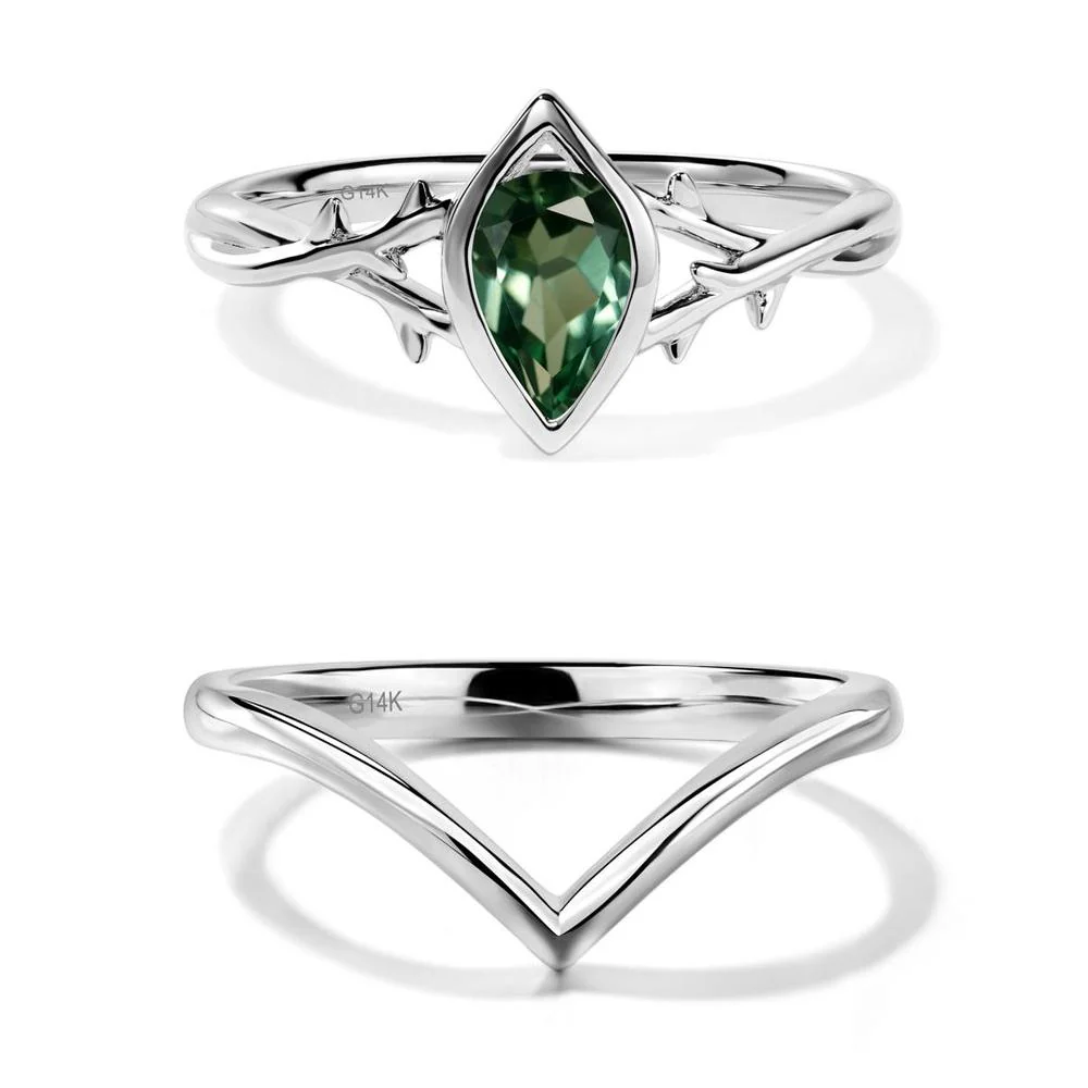 Green Sapphire Twig Bezel Set Ring - Image 13