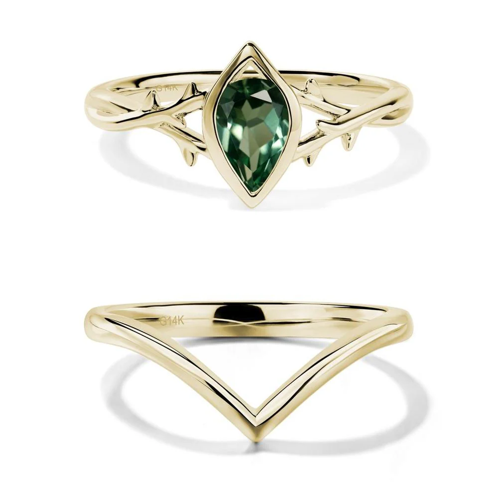 Green Sapphire Twig Bezel Set Ring - Image 15