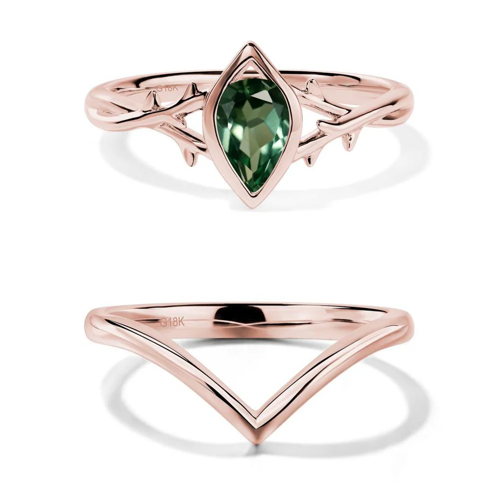 Green Sapphire Twig Bezel Set Ring - Image 17