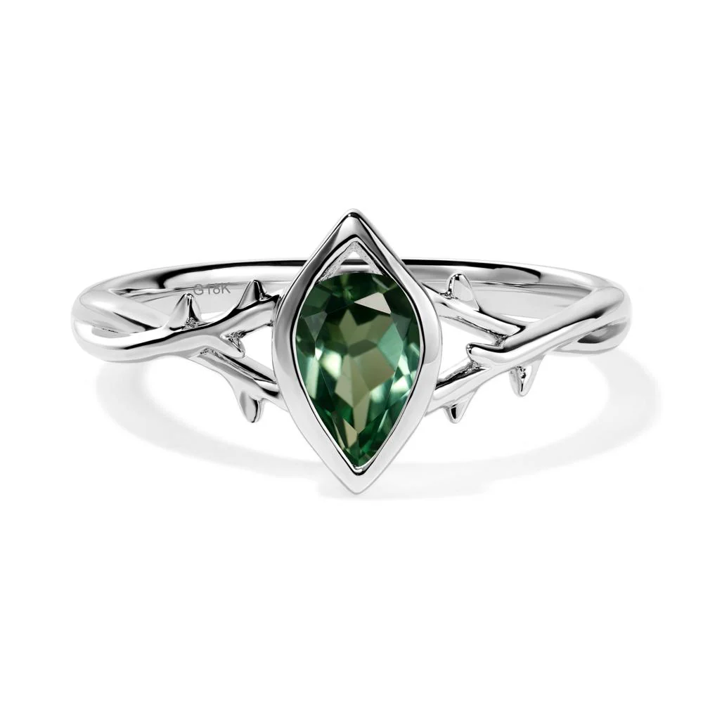 Green Sapphire Twig Bezel Set Ring - Image 2