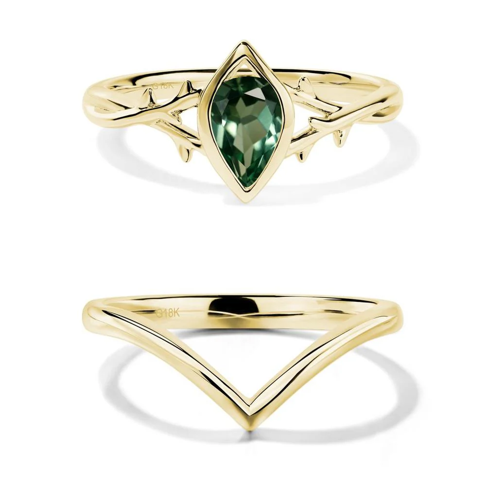 Green Sapphire Twig Bezel Set Ring - Image 21