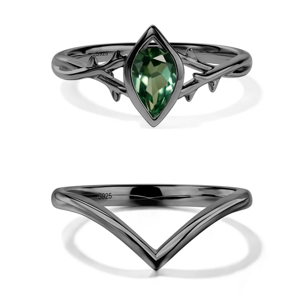 Green Sapphire Twig Bezel Set Ring - Image 23