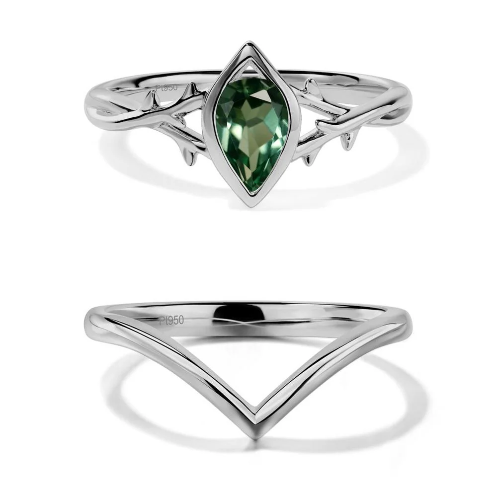 Green Sapphire Twig Bezel Set Ring - Image 25