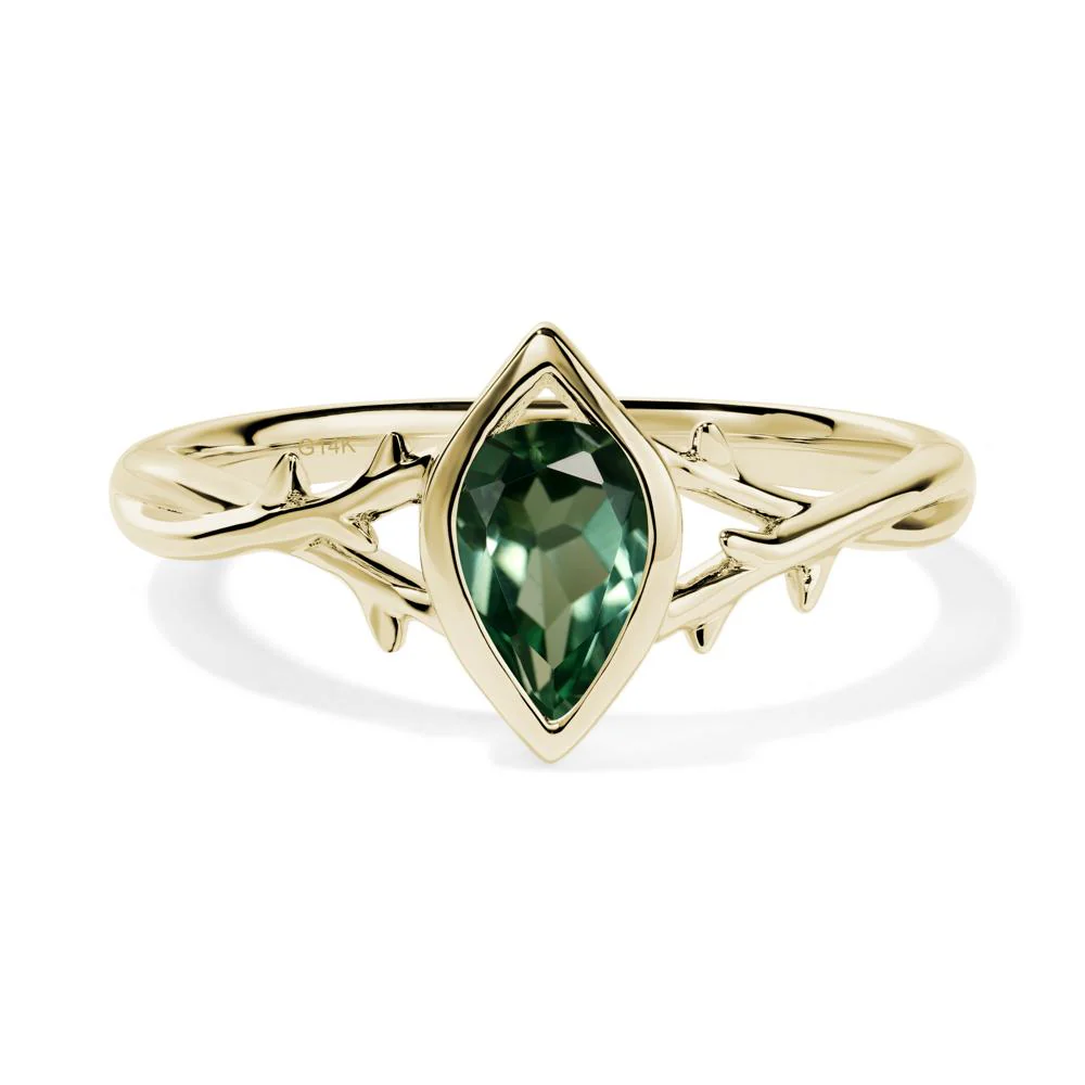 Green Sapphire Twig Bezel Set Ring - Image 9