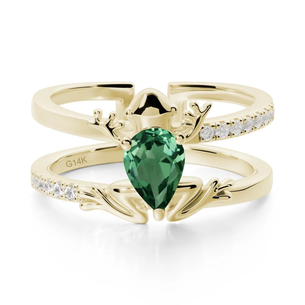 Pear Shaped Green Sapphire Frog Open Ring - Image 4