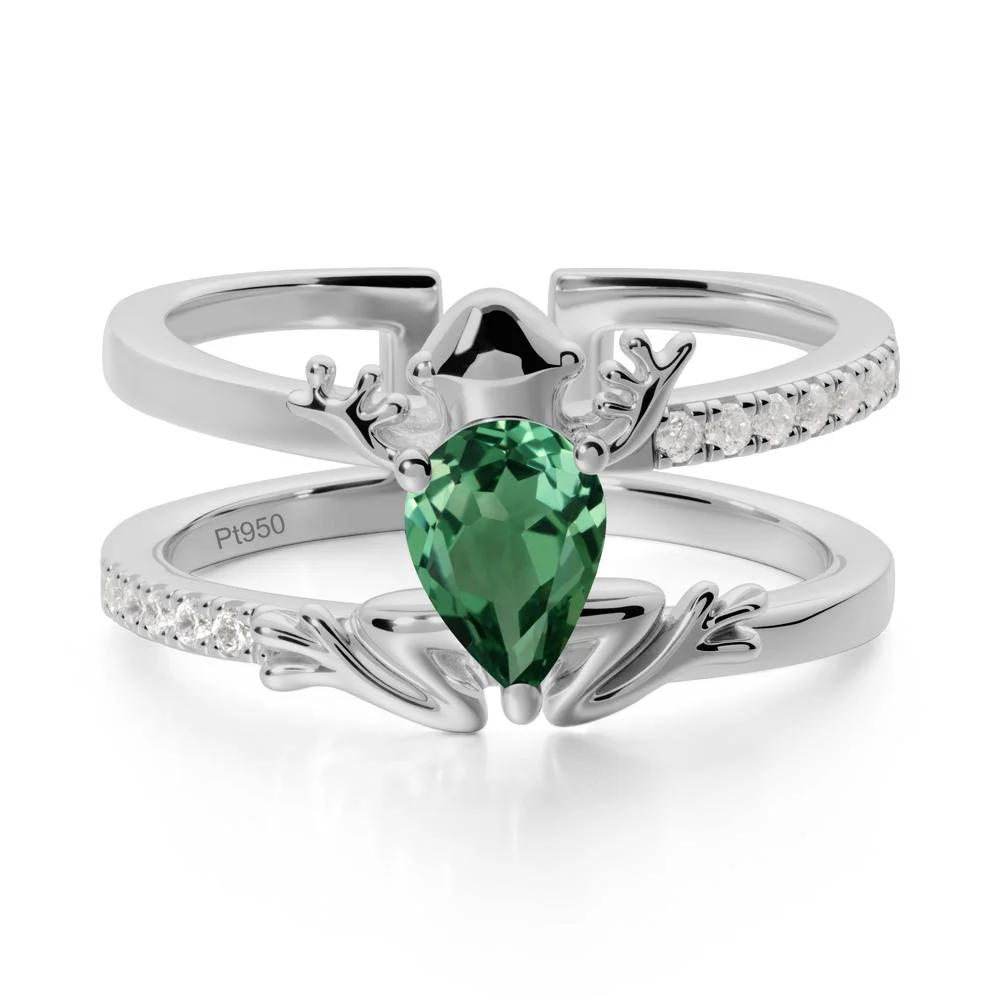 Pear Shaped Green Sapphire Frog Open Ring - Image 9