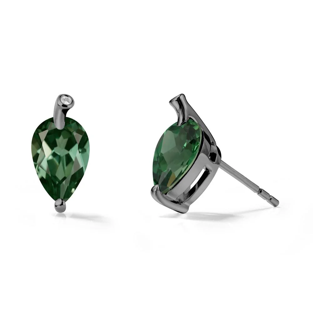 Pear Shaped Green Sapphire Leaf Earrings - Image 8