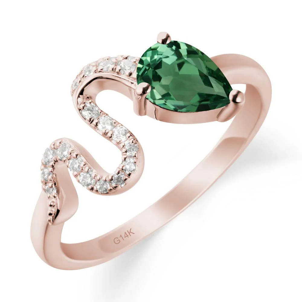 Pear Shaped Green Sapphire Snake Ring - Image 2