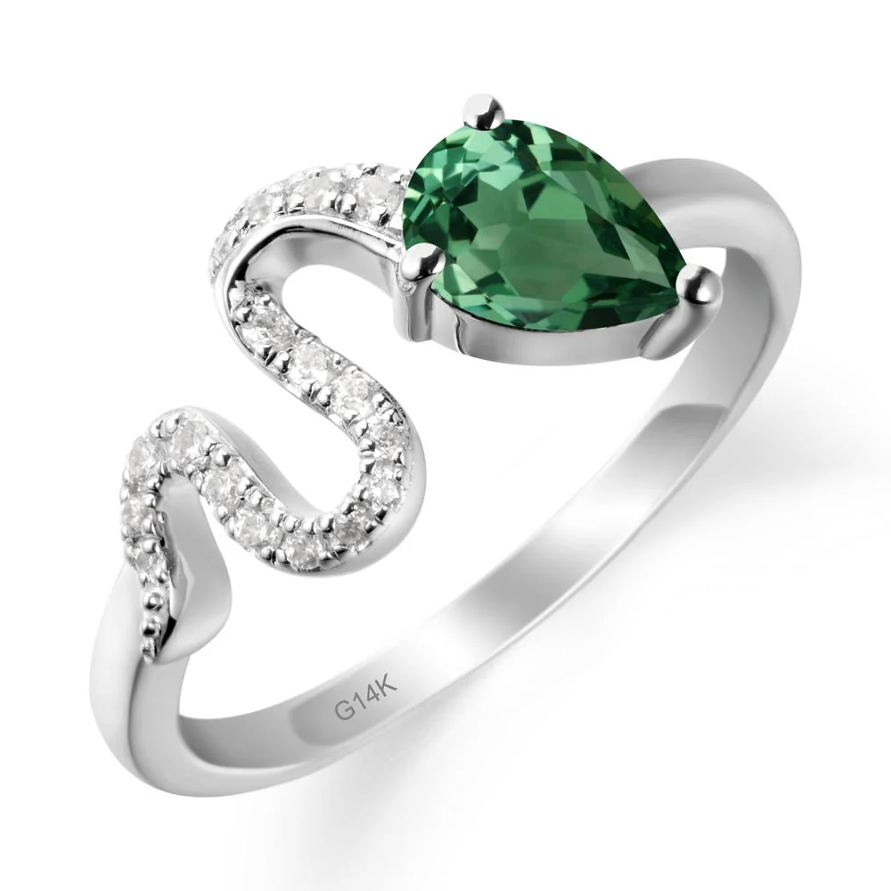 Pear Shaped Green Sapphire Snake Ring - Image 3