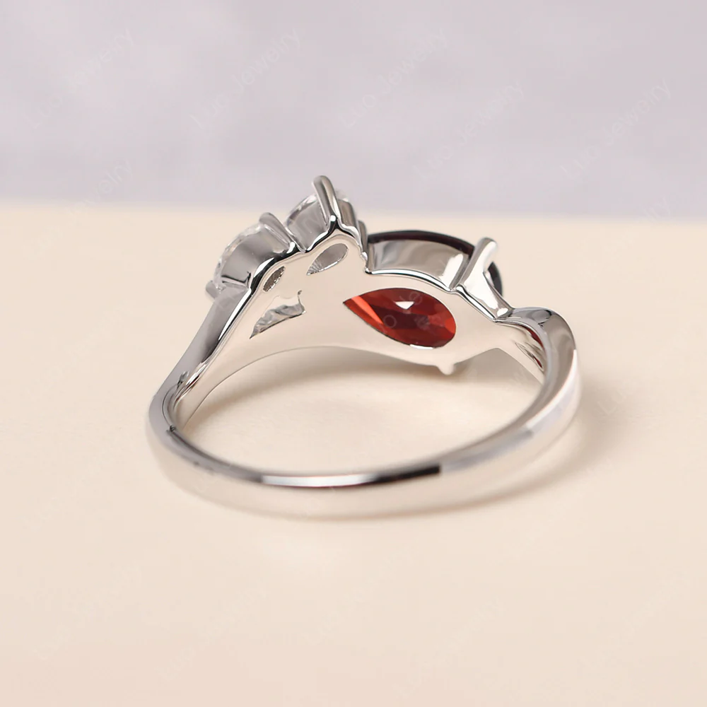 Pear Shaped Horizontal Garnet Ring - Image 3