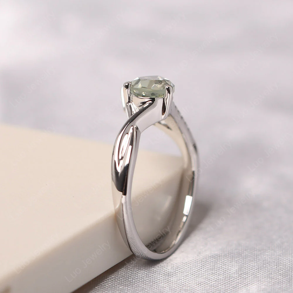 Pear Shaped Horizontal Green Amethyst Ring - Image 4