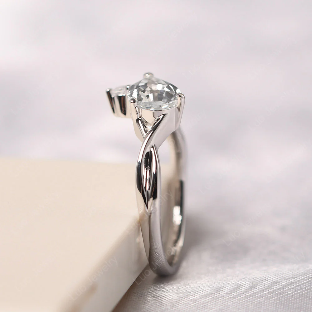Pear Shaped Horizontal White Topaz Ring - Image 4