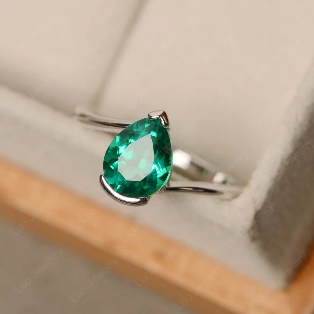 Emerald Pear Bypass Ring - Image 2