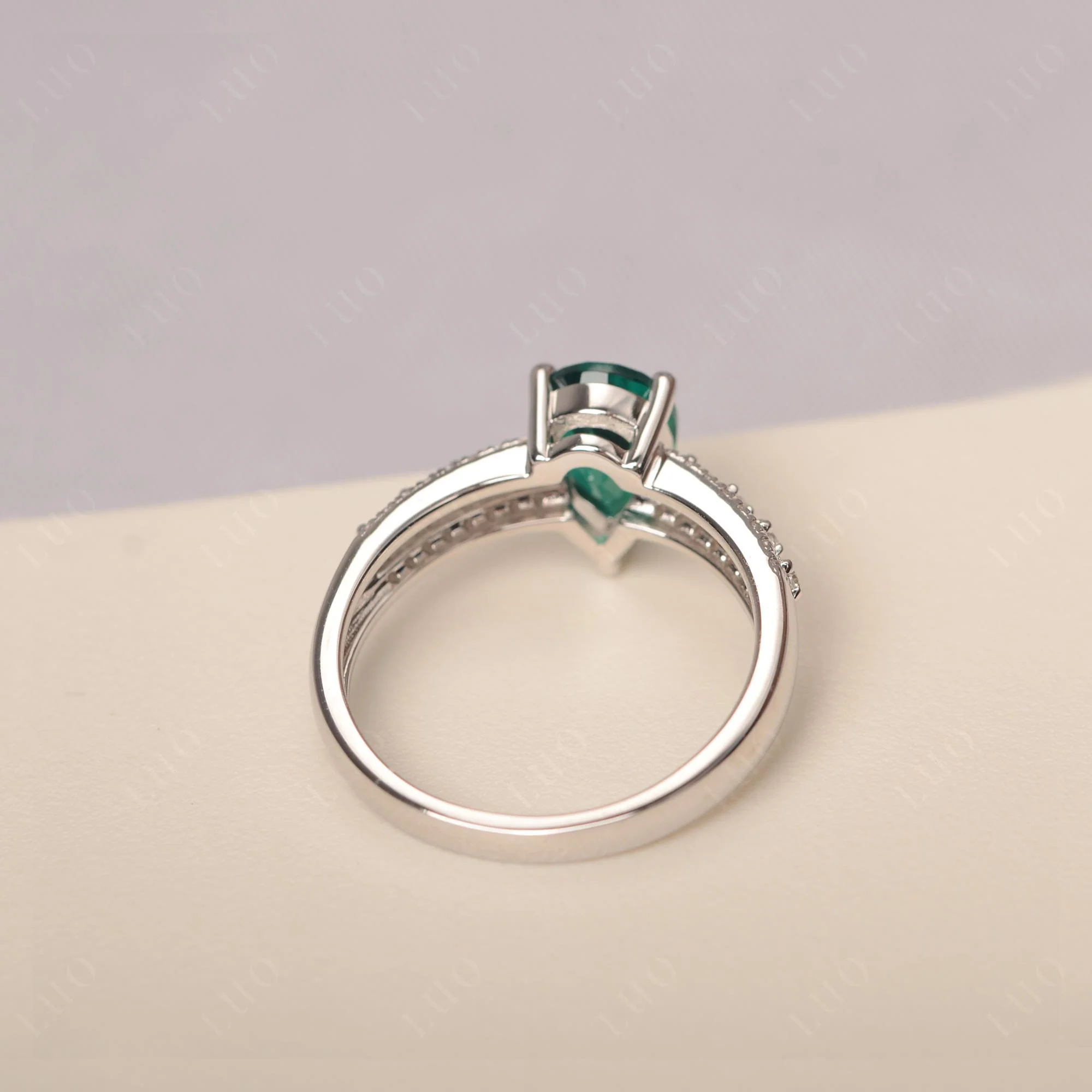Emerald Pear Shaped Promise Ring - Image 3