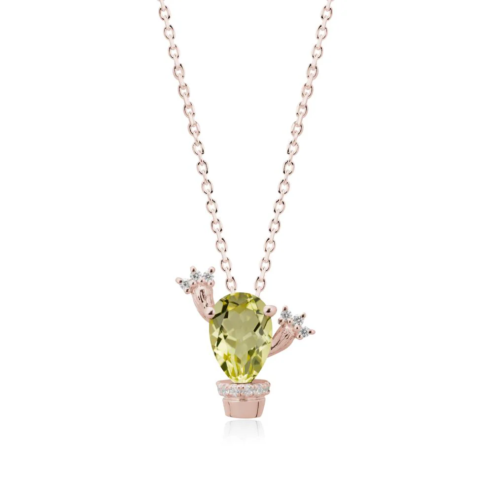 Pear Shaped Lemon Quartz Cactus Pendant - Image 2