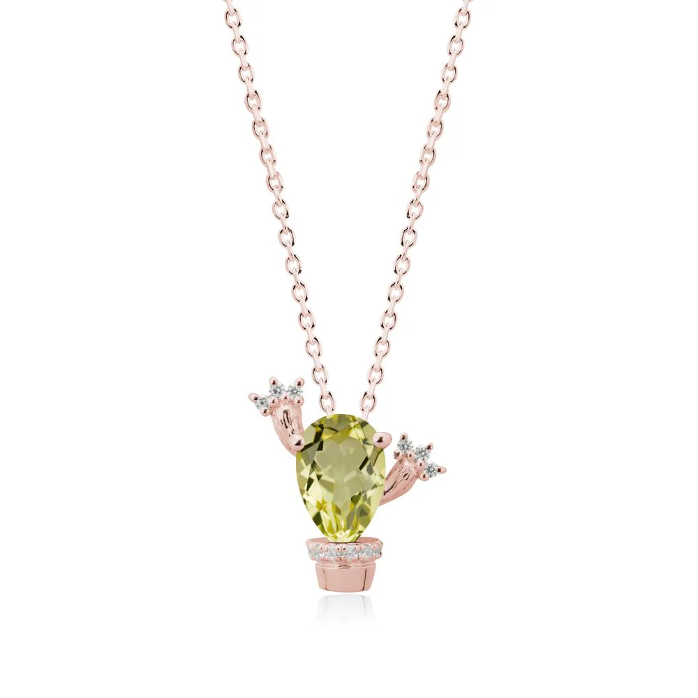 Pear Shaped Lemon Quartz Cactus Pendant - Image 4