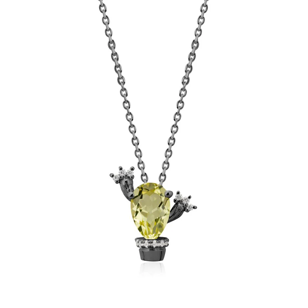 Pear Shaped Lemon Quartz Cactus Pendant - Image 7