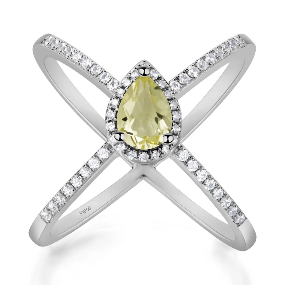 Pear Shaped Lemon Quartz Criss Cross Ring - Image 7