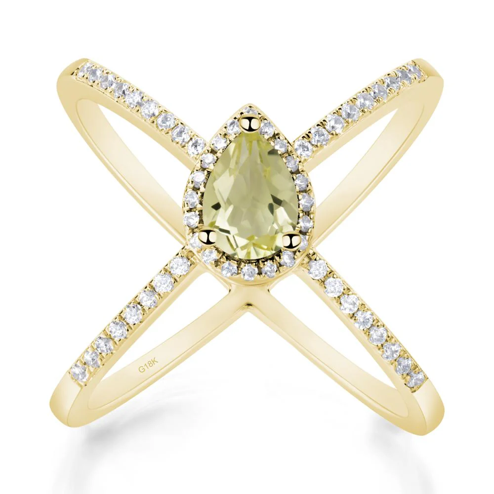 Pear Shaped Lemon Quartz Criss Cross Ring - Image 8