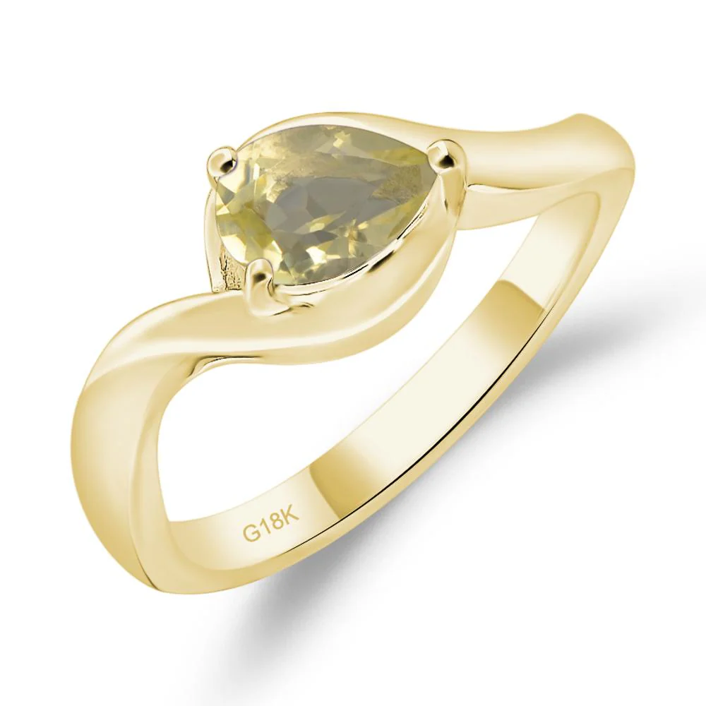 Pear Shaped Lemon Quartz East West Solitaire Ring - Image 8