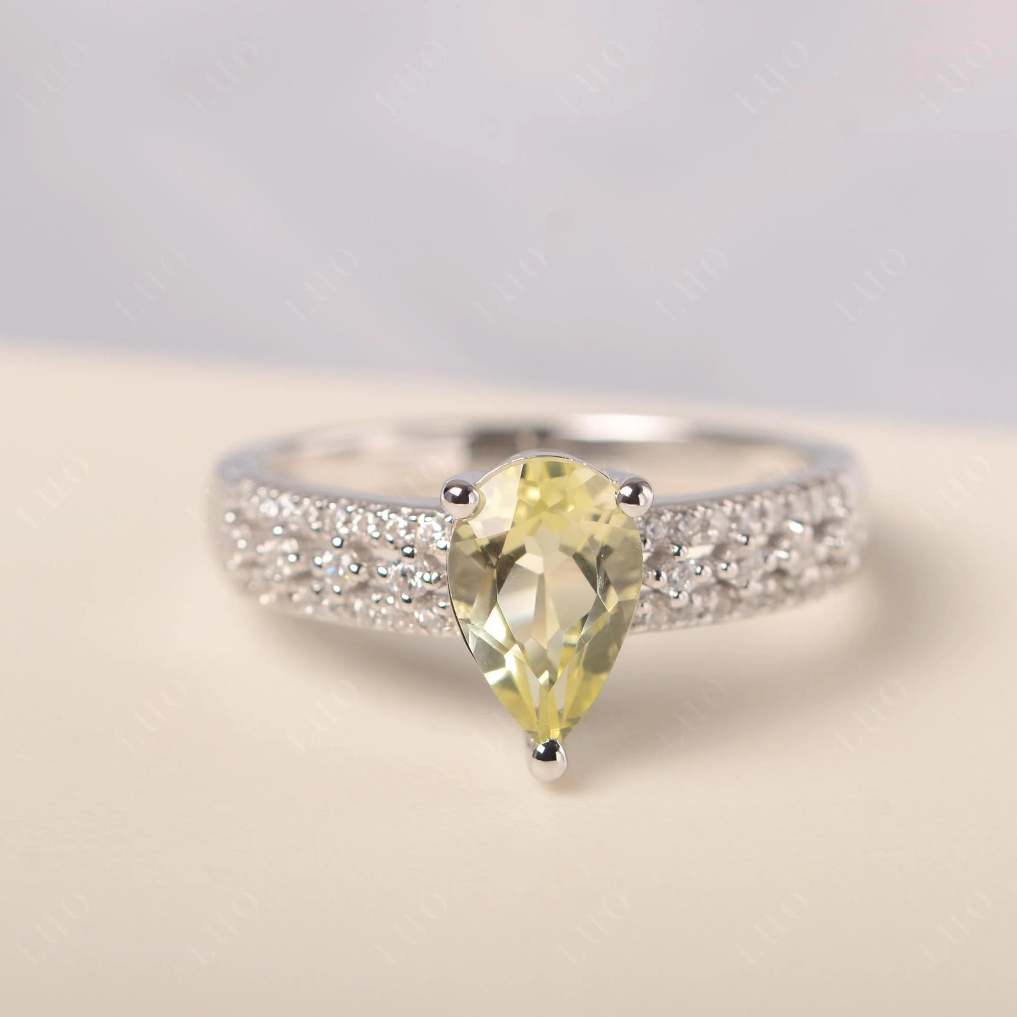 Lemon Quartz Pear Shaped Promise Ring
