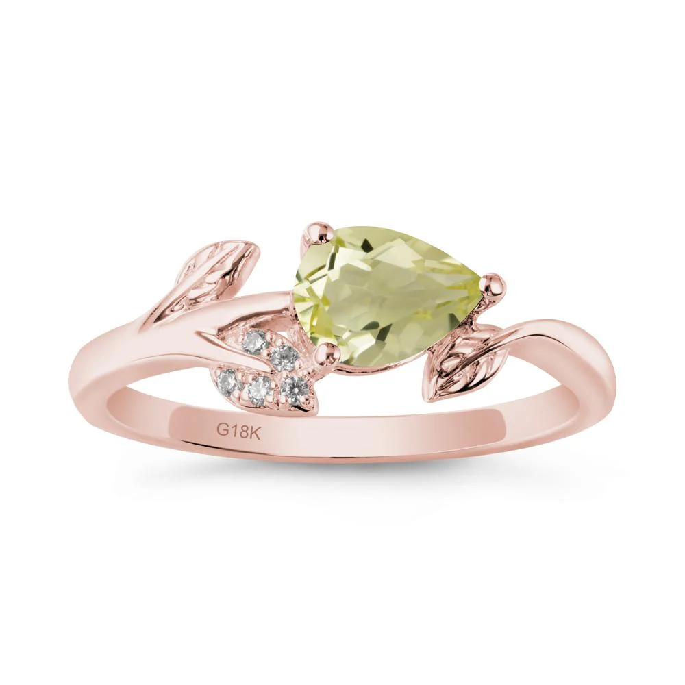 Pear Shaped Lemon Quartz Leaf Ring - Image 5