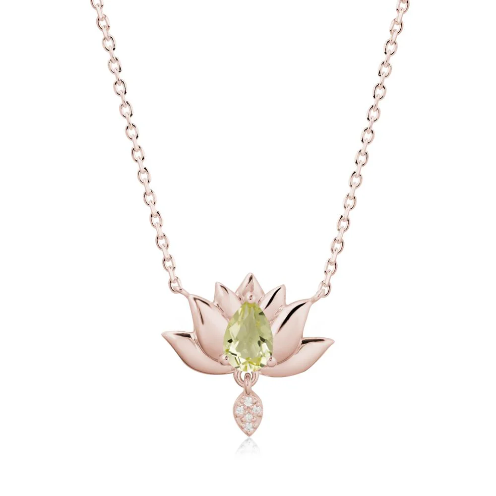 Pear Shaped Lemon Quartz Lotus Flower Pendant - Image 2