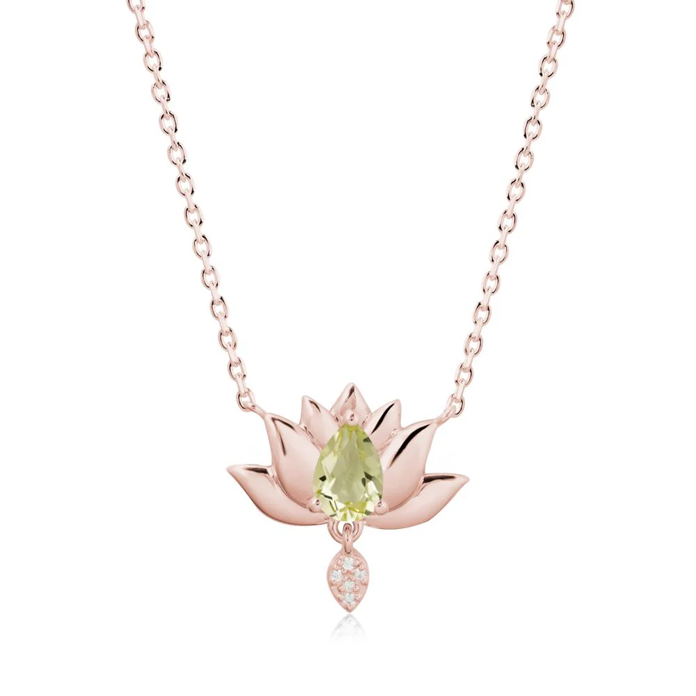Pear Shaped Lemon Quartz Lotus Flower Pendant - Image 5