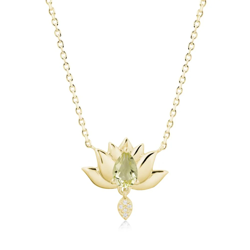 Pear Shaped Lemon Quartz Lotus Flower Pendant - Image 7