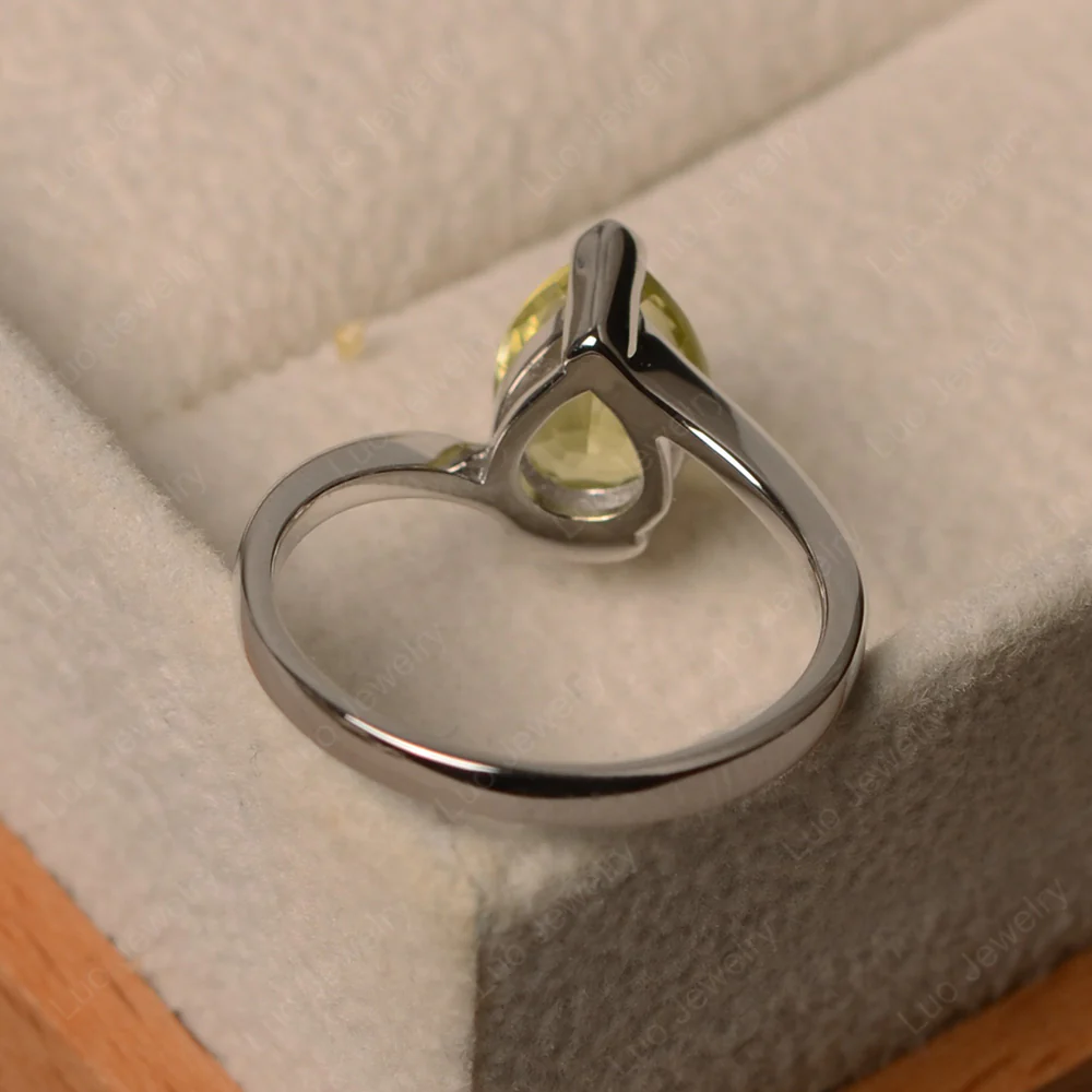 Lemon Quartz Pear Solitaire Engagement Ring - Image 3