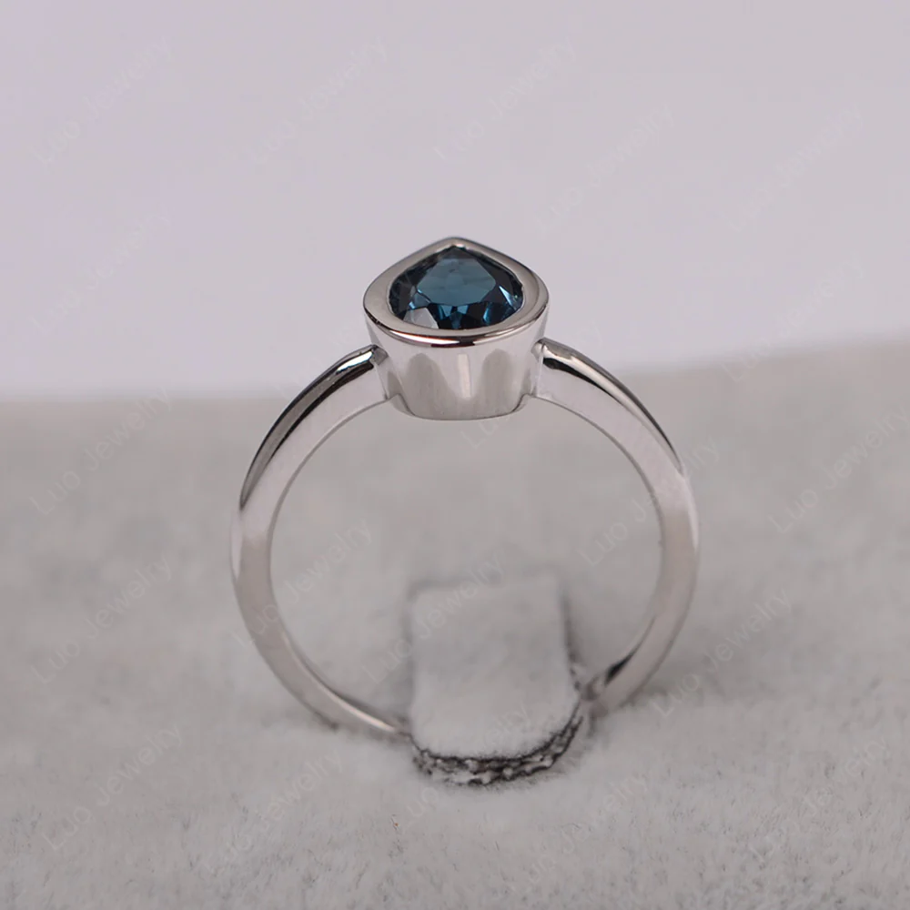 Pear Shaped London Blue Topaz Bezel Set Ring - Image 3