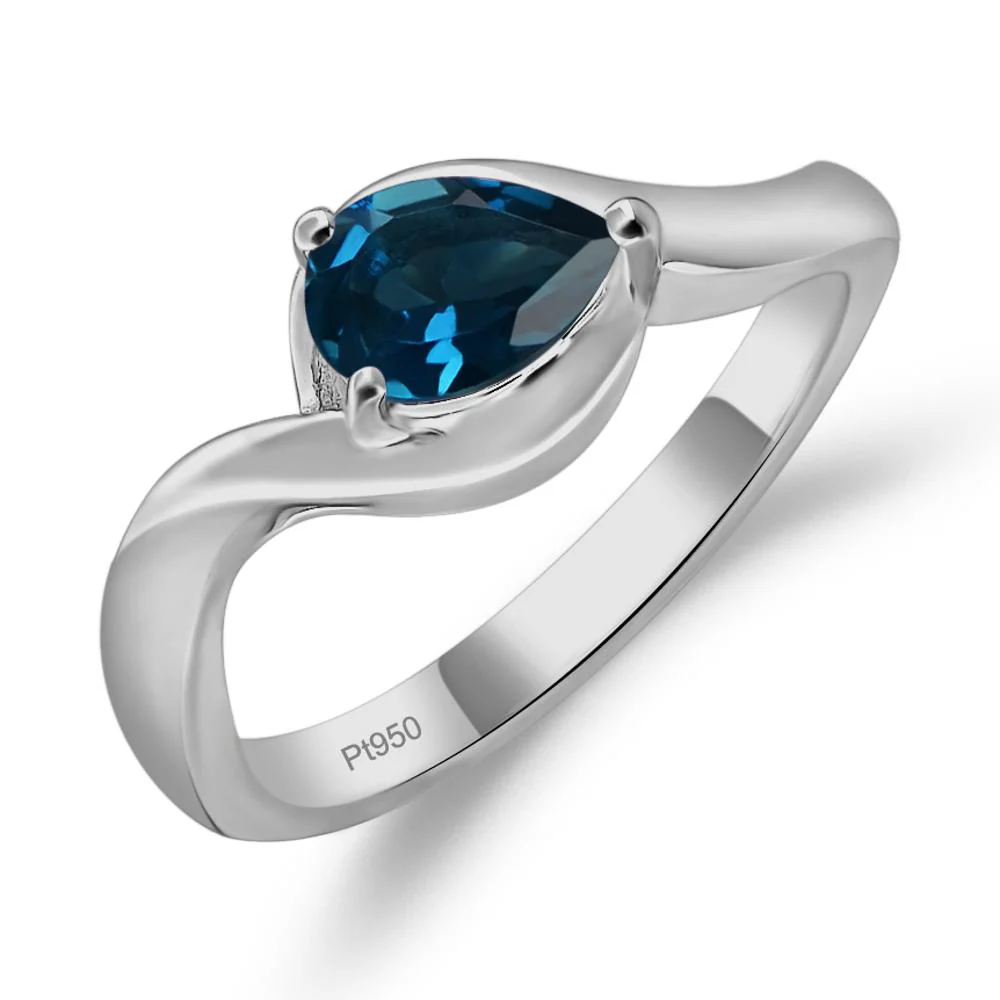 London Blue Topaz Pear Solitaire Ring - Image 6