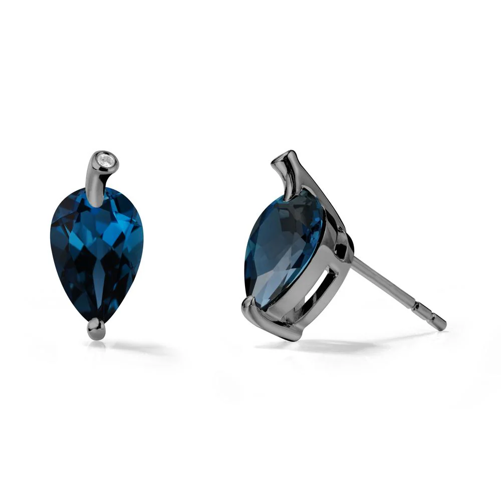 Pear Shaped London Blue Topaz Leaf Earrings - Image 8