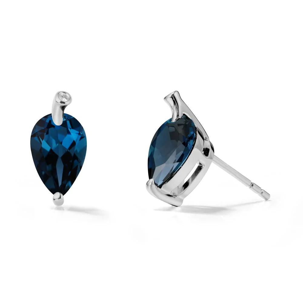 Pear Shaped London Blue Topaz Leaf Earrings - Image 9