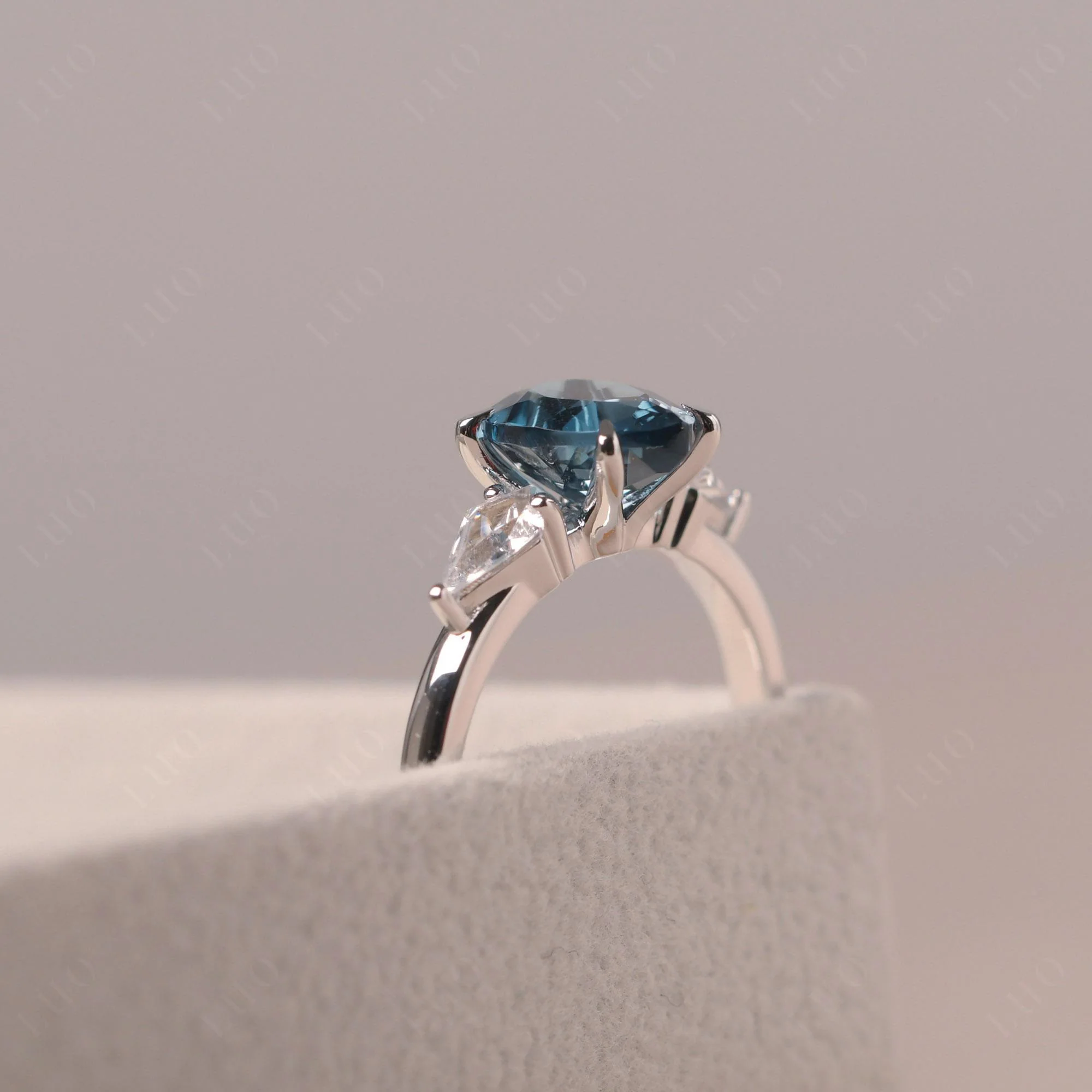 London Blue Topaz Pear Three Stone Ring - Image 4