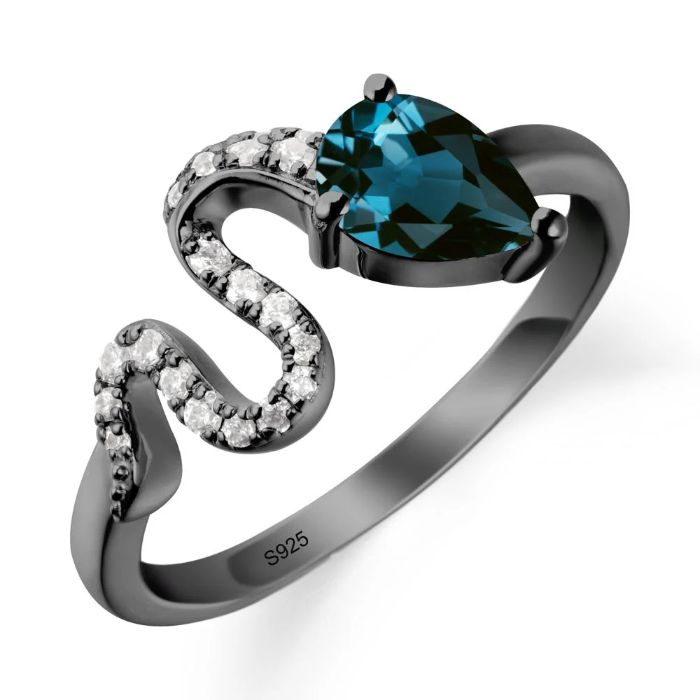 Pear Shaped London Blue Topaz Serpent Ring