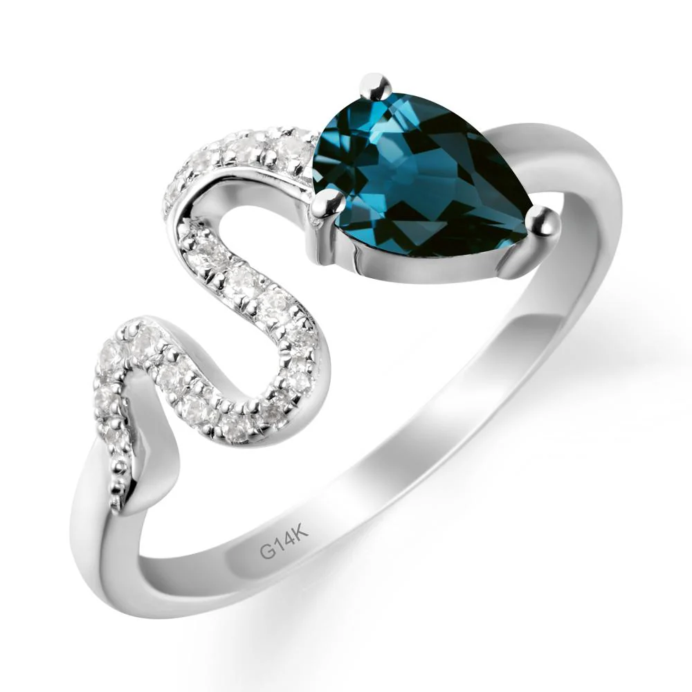 Pear Shaped London Blue Topaz Serpent Ring - Image 3