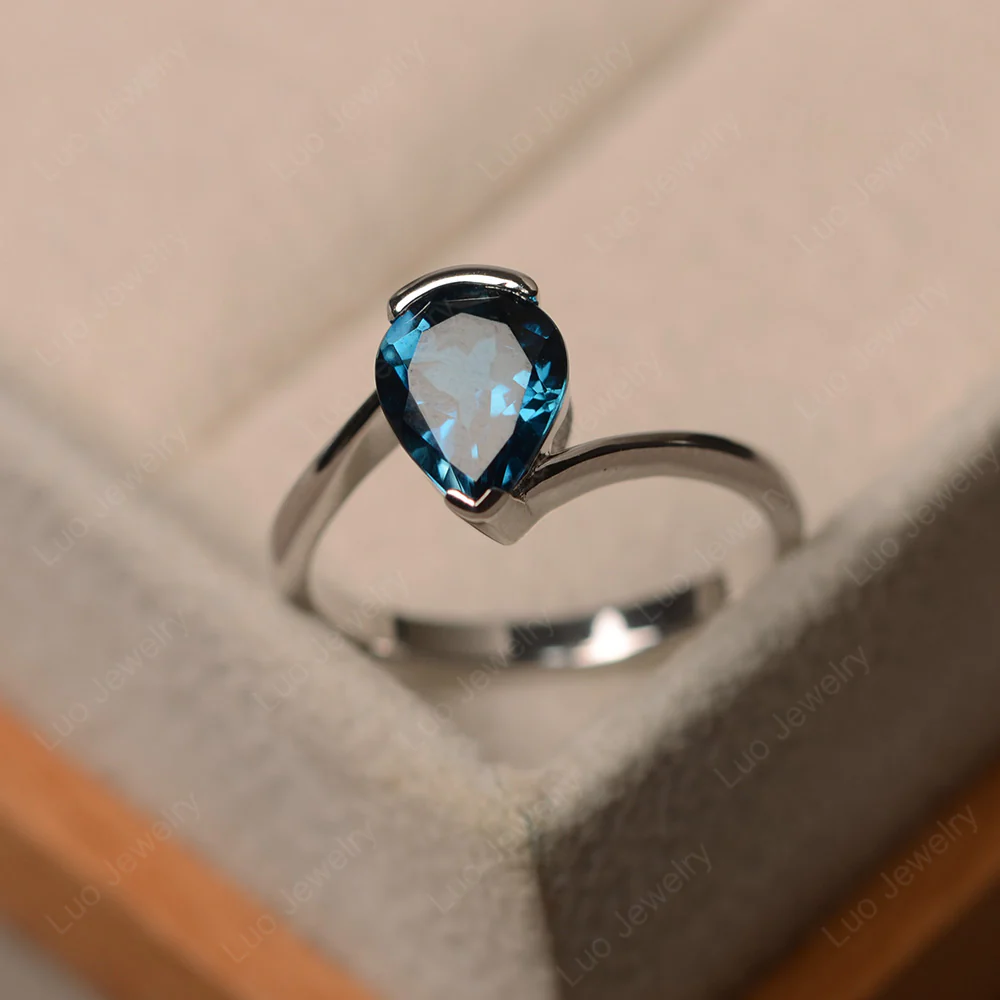 London Blue Topaz Pear Bypass Ring